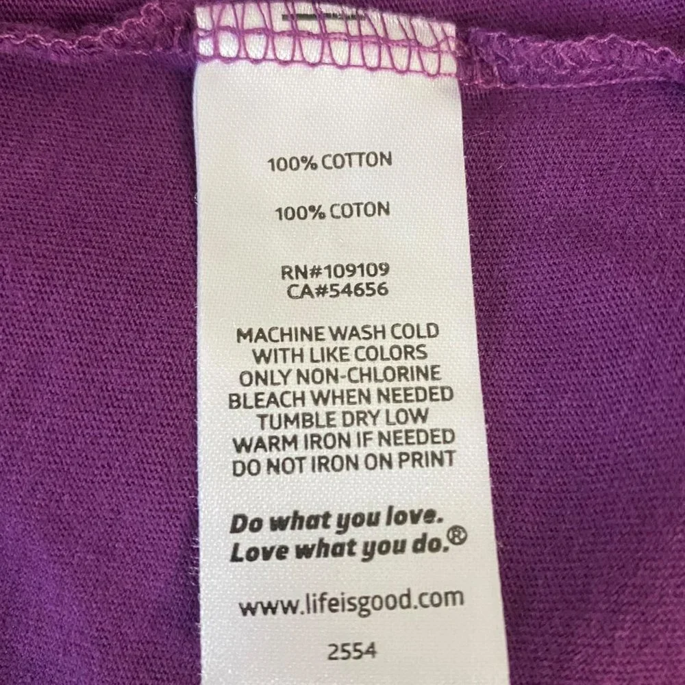 Life Is Good Simplify Crusher-Lite V-Neck Womens Medium Purple Basic Graphic Tee - Picture 9 of 12